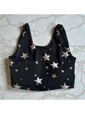 LIVE WELL ACTIVE Black Silver Star Workout Bra Size XS
